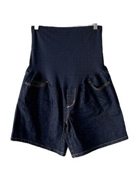 Liz Lange Dark Blue Denim Jean over the Bump Shorts S